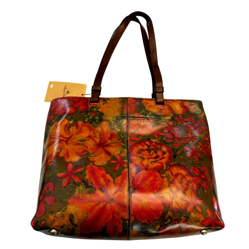 Patricia Nash Large Leather 'Madison' Tote/Shoulder Bag Floral Oil Painting-NEW - Picture 3 of 14
